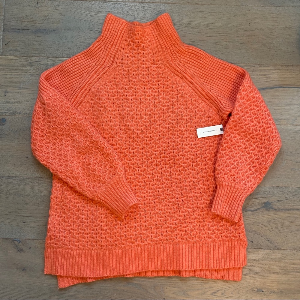 NWT Coral Anthropologie Bia Mock Neck Tunic Sweater L - Picture 5 of 8